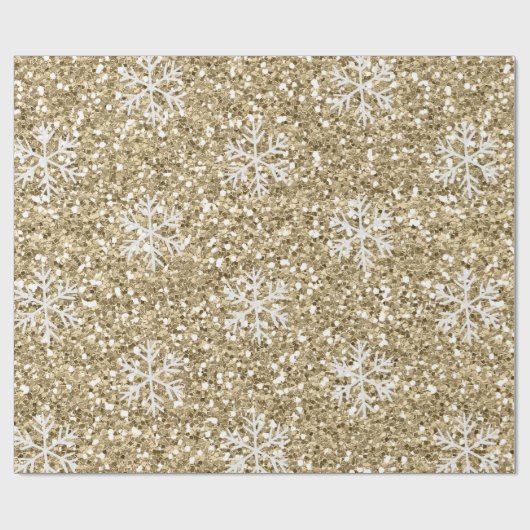 Papier Cadeau Glitter Gold Snowflake (Plat)