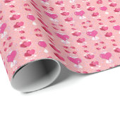 Papier Cadeau glitter pink heart vibrant romantic wallpaper (Coin rond)