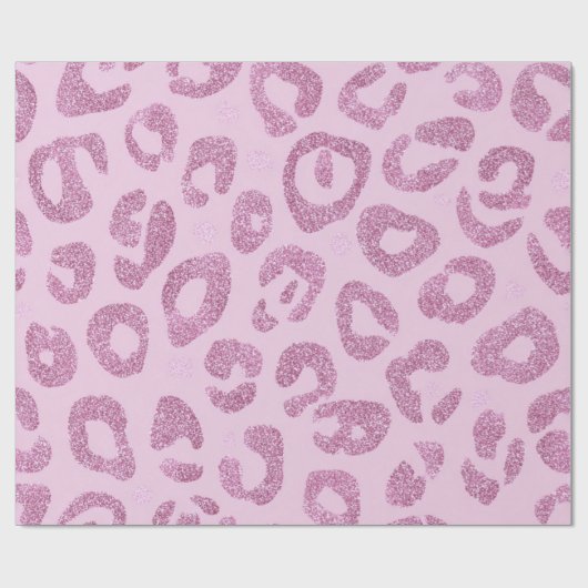 Papier Cadeau Glitter Pink Leopard Pattern (Plat)
