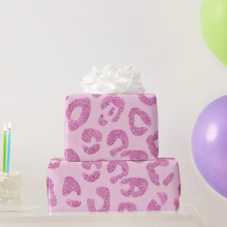 Papier Cadeau Glitter Pink Leopard Pattern