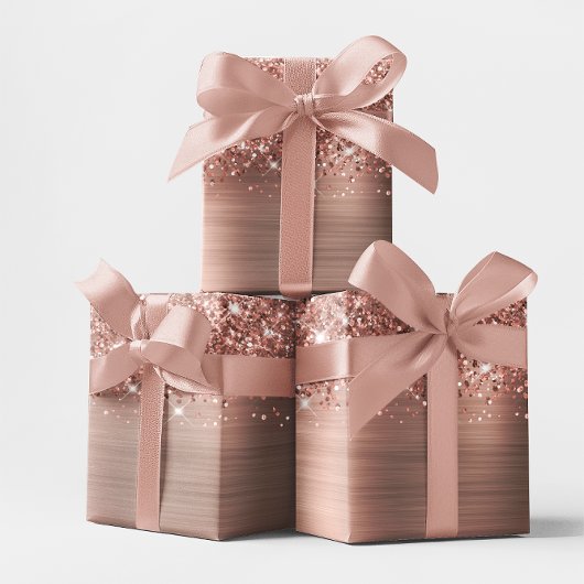 Papier Cadeau Glitter Rose Gold Glam