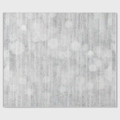 Papier Cadeau Glitterie argentée blanche Étincelle Coeurs roses (Plat)