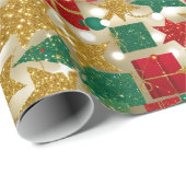 Papier Cadeau Glittery Christmas Pattern (Coin rond)
