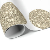 Papier Cadeau Glittery Gold Heart Motifs Golden White Sparkle (Coin rond)