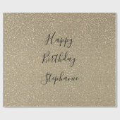 Papier Cadeau Glittery Golden Black Joyeux Anniversaire Nom pers (Plat)