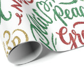 Papier Cadeau Glittery Merry Christmas and Joy Typography (Coin rond)