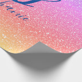 Papier Cadeau Glittery Pink Purple Ombre Monogrammes Nom Cute (Coin)