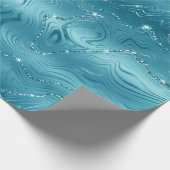 Papier Cadeau Glitzy Aqua Blue Turquoise Parties scintillant Ann (Coin)