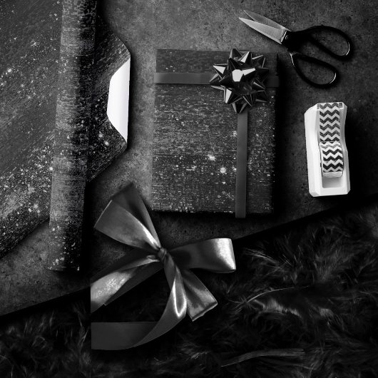 Papier Cadeau Glitzy Foil | Platine Argent Faux Chrome Shimmer