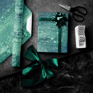 Papier Cadeau Glitzy Foil   Seafoam Iridescente Green Faux Shine