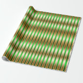 Papier Cadeau Glitzy Shiny Gold et Green Stripes (Déroulé)