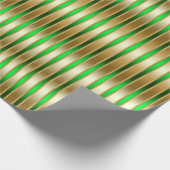 Papier Cadeau Glitzy Shiny Gold et Green Stripes (Coin)