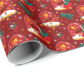 Papier Cadeau Globe De Neige De Noël Avec Ornements Ballerina (Coin rond)