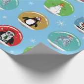 Papier Cadeau Globes de neige de Noël (Coin)