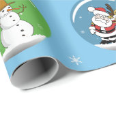 Papier Cadeau Globes de neige de Noël (Coin rond)