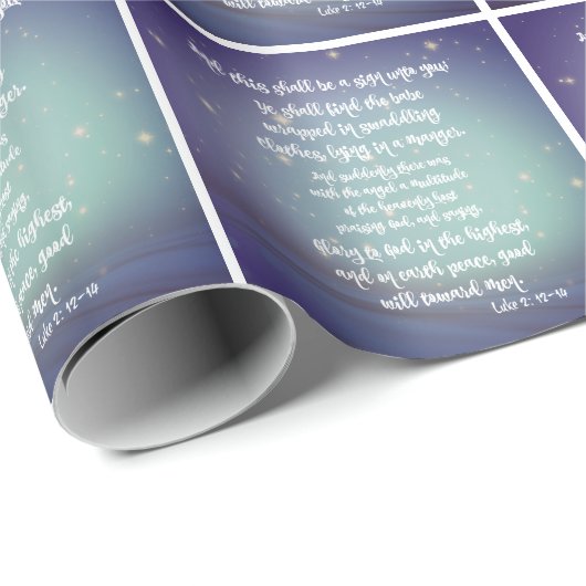 Papier Cadeau Gloire à Dieu Luc Bible Versets Noël (Coin rond)