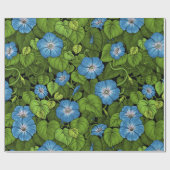 Papier Cadeau Gloire du matin en bleu et vert (Plat)