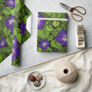 Papier Cadeau Gloire du matin en violet et vert