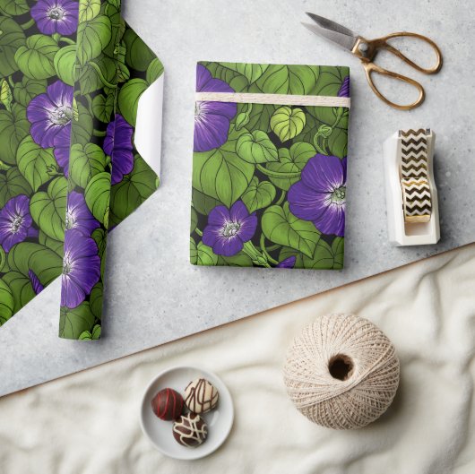 Papier Cadeau Gloire du matin en violet et vert (Artisanat)