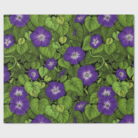 Papier Cadeau Gloire du matin en violet et vert (Plat)