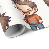 Papier Cadeau Glossy Wrapping Paper April Fool's Day Fishing (Coin rond)