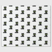 Papier Cadeau Glossy Wrapping Paper Black Cat Green Eyes (Plat)