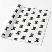 Papier Cadeau Glossy Wrapping Paper Black Cat Green Eyes (Déroulé)