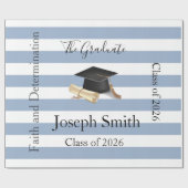 Papier Cadeau Glossy Wrapping Paper Blue Stripe Graduate 2026 (Plat)