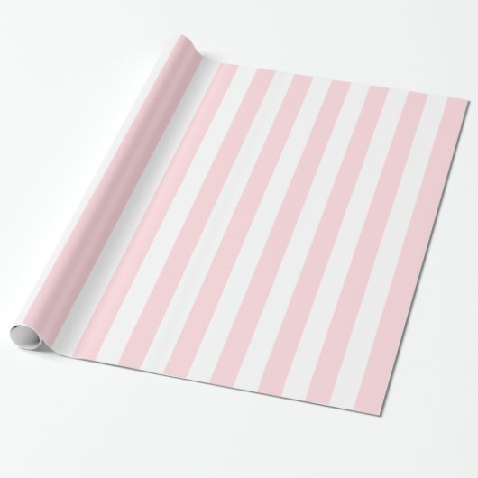 Papier Cadeau Glossy Wrapping Paper Pink & White Stripe (Déroulé)