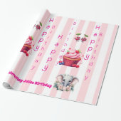 Papier Cadeau Glossy Wrapping Paper Pink & White Stripe Birthday (Déroulé)