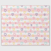 Papier Cadeau Glossy Wrapping Paper Pink & White Stripe Hearts (Plat)