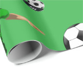 Papier Cadeau Glossy Wrapping Paper Soccer Ball Green (Coin rond)