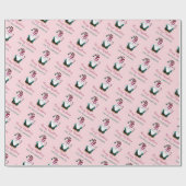 Papier Cadeau Gnome à main personnalisée Scandi rose (Plat)