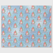 Papier Cadeau Gnome de Noël avec arbre présent Personnalisé (Plat)