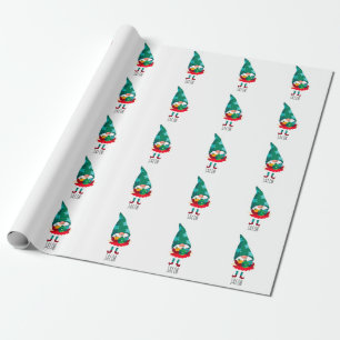 Papier Cadeau Gnome de Noël mignonne avec ornements de Noël