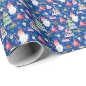 Papier Cadeau Gnome de Noël pour Motif de vacances Bleu (Coin rond)
