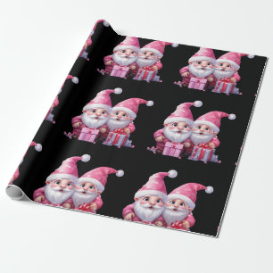 Papier Cadeau Gnome de Noël rose mignon