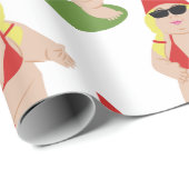 Papier Cadeau Gnome En Bikini (Coin rond)