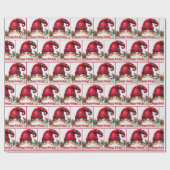 Papier Cadeau Gnome Fille De Noël Avec Casquette Plaid (Plat)