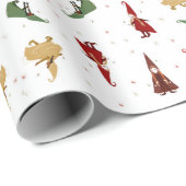 Papier Cadeau Gnome Gals Holiday (Coin rond)