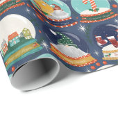 Papier Cadeau Gnome/Gingerbread House, boule de neige de Noël (Coin rond)