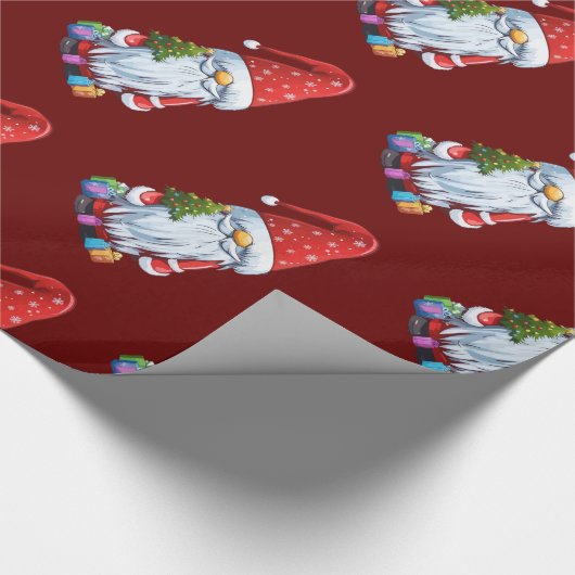 Papier Cadeau Gnome Gonk De Noël Habillé En Tenue Festive (Coin)