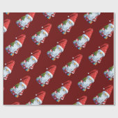 Papier Cadeau Gnome Gonk De Noël Habillé En Tenue Festive (Plat)