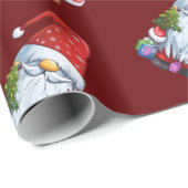 Papier Cadeau Gnome Gonk De Noël Habillé En Tenue Festive (Coin rond)