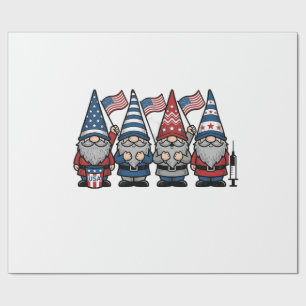 Papier Cadeau Gnome infirmière patriotique Gravure vintage vecto