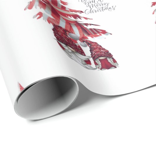 Papier Cadeau Gnome Père Noël et Mme Claus Papier d'enrobage (Coin rond)