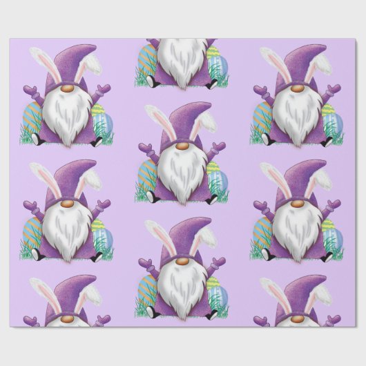 Papier Cadeau Gnome pourpre de Pâques (Plat)