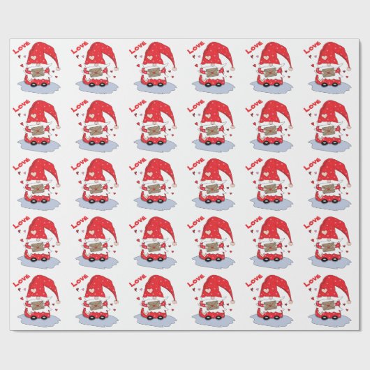 Papier Cadeau Gnome rouge mignonne avec papier enveloppant les c (Plat)