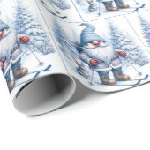 Papier Cadeau Gnome Ski avec un lapin (Coin rond)