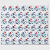 Papier Cadeau Gnome Ski avec un lapin (Plat)